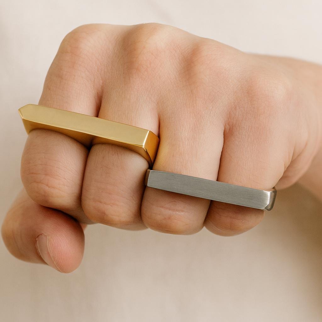Modern Double Finger Ring – Statement Knuckle Ring in Gold, Silver