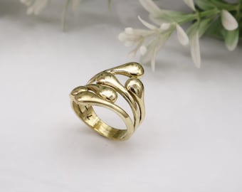 Chunky Gold Tone Brass Rings, Adjustable Boho rings, statement rings for Women