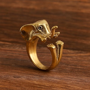 Gouden olifantenring - olifantenliefhebbers - olifantenring - schattige olifantensieraden - dierensieraden - matgouden ring