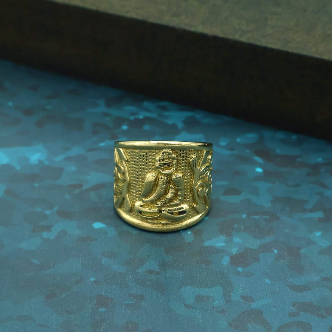 Gold Buddha Ring | Adjustable Meditation Ring | Spiritual Yoga Jewelry ...