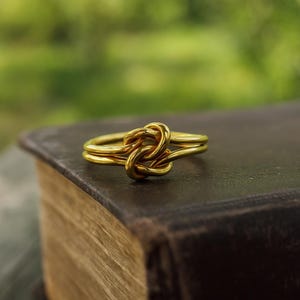 Gold Knot Ring, Dainty Promise Ring, Adjustable Knot Ring, Minimalist Love Knot Jewelry, Friendship Ring for Her, Handmade Knot Ring Gift