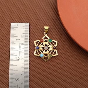 Chakra Mandala Pendant Necklace | 7 Stone Healing Jewelry | Boho Spiritual Energy Gift | Gold Sacred Geometry Jewelry