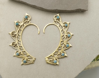 Pendiente de oreja de pluma azul, pendiente sin perforaciones, pluma para el cabello para bodas en festivales, plumas de gallo naturales, regalo para ella