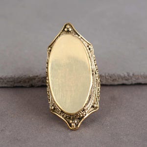 Mandala Statement Ring, Gold Brass Ring, Boho Rings for Women, Wide, Large, minimalist, Chunky, Cigar, Bohemian Jewelry