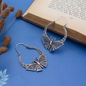Gold Butterfly Earrings, Dainty Butterfly Earrings, Hoop Butterfly Huggies Earrings, Drop Butterfly Earrings, Gift For Her