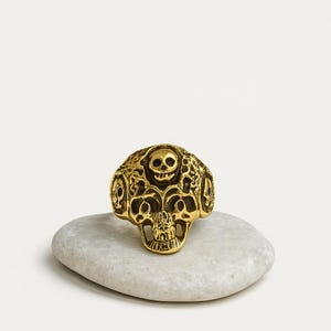 Gold Skull Ring | Gothic Jewelry | Biker Ring | Punk Rock Ring | Statement Skull Ring | Men’s Gothic Jewelry | Unique Gift for Him