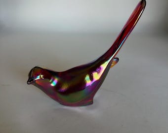 Vintage Fenton Art Glass Iridescent Oil Slick "Bird of Happiness" Figurine