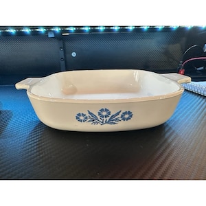 Vintage 1960&#39;S Corning Ware Blue Cornflower 7 in Square Casserole Dish (NO LID)