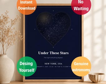 Personalized Star Map Print | Custom Birth Date Night Sky (Digital Download)
