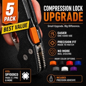 Spyderco PM2 / PM3 Compression Lock Button Mod 5-Pack | Easy One-Hand Access Upgrade | No Drilling