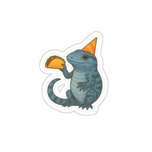 bleu de fête tegu | décalcomanie en vinyle représentant un reptile amusant avec une chope de bière | Sticker lézard mignon pour bouteilles d&#39;eau, ordinateurs portables, journaux
