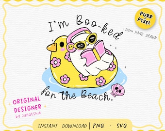 Fantasma de libros PNG: Pegatina de playa de verano, diseño de lector espeluznante (descarga digital, archivos SVG incluidos)