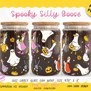 Spooky Silly Goose Glass Can Wrap PNG | UV DTF Printable Halloween Cup Wrap | Cute Goose Cartoon Sublimation for 16oz Libbey,

This Spooky Silly Goose glass can wrap is the chaotic Halloween energy your 16oz Libbey glass didn’t know it needed. Featuring a hand-drawn ghost-sheet goose with sassy attitude and spooky charm, this UV DTF printable wrap is perfect for trendy iced coffee cups and sublimation projects.

Designed for cute weirdos, bookish ghouls, and silly goose energy lovers everywhere.