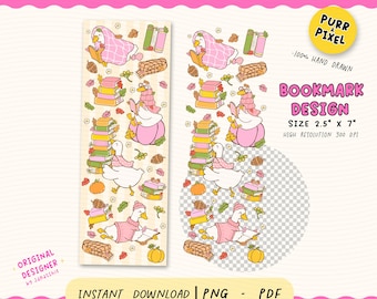 Fall Goose Bookmark PNG | Cozy Book Lover Gift (Digital Download)