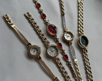 Vintage Style Gold Women's Watch,Elegant Bracelet Quartz Wristwatch