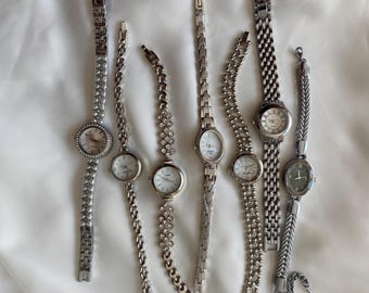 Silver Women’s Bracelet Watch, Elegant Quartz Rhinestone Wristwatches, Vintage Style Ladies Jewelry Watches, Classic Luxury Gift for Her