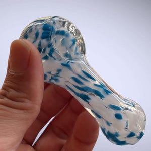 Miniature white blue hand pipe
