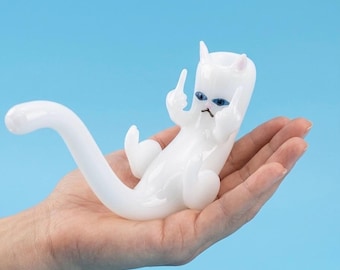 芸術的な手吹きの猫型ガラスパイプユニークなノベルティギフト