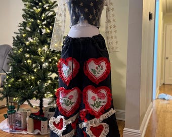 Upcycled Old Denim with Hearts – Handmade Unique
