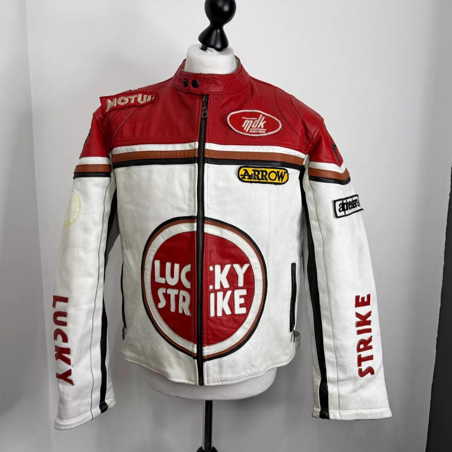 Lucky Strike Racing Leather Jacket Kevin Schwantz Vintage Cowhide