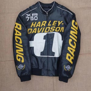Harley Davidson Racing Leather Jacket Handmade Cowhide Motorcycle Vintage Biker Outerwear for Men Ideal Gift for Him