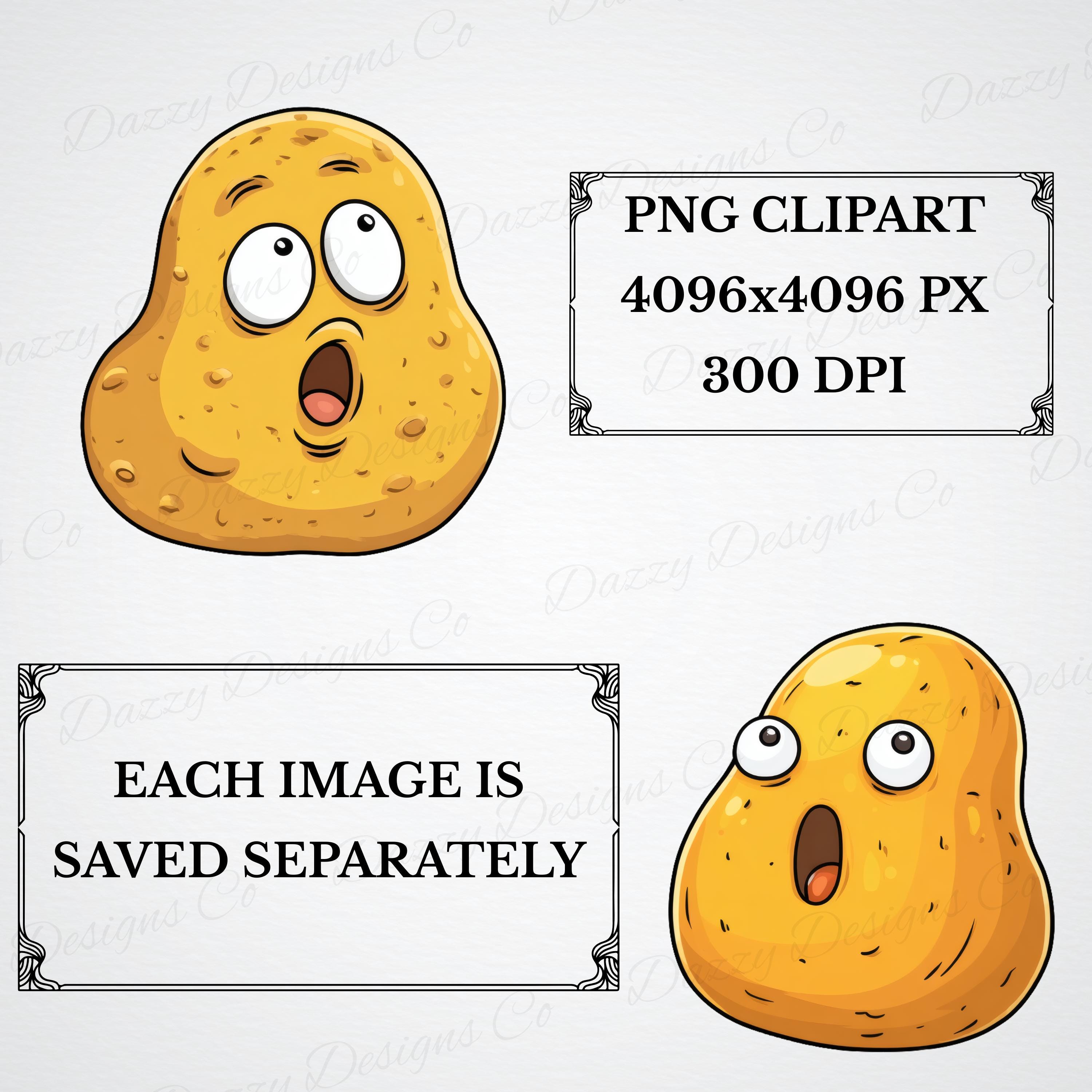 28 Quirky Potato Clipart Bundle| Funny Spud Emotions PNG at 300 DPI ...