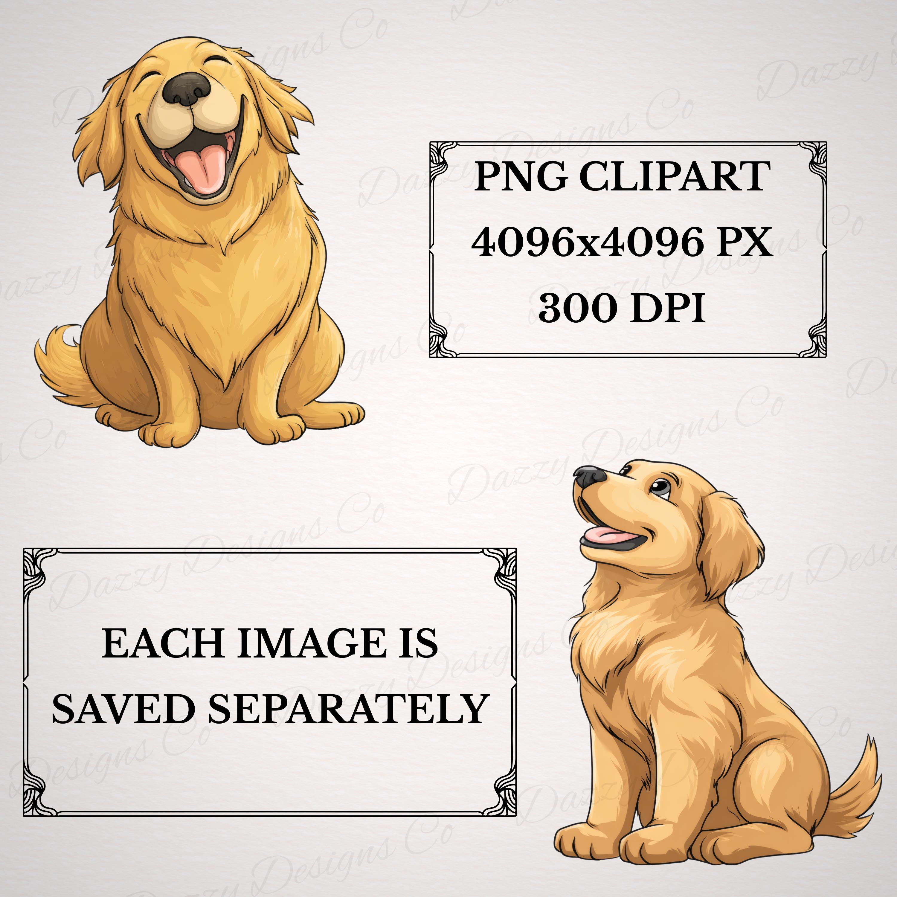 21 Cute Golden Retrievers Clipart Bundle| Adorable Goldie Puppy PNG at ...