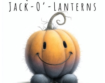 15 Quirky & Cute Jack-O'-Lanterns Clipart Bundle Pack| 300 DPI JPG| Commercial Use| Scrapbook| Watercolor| Junk Journal | Digital Download