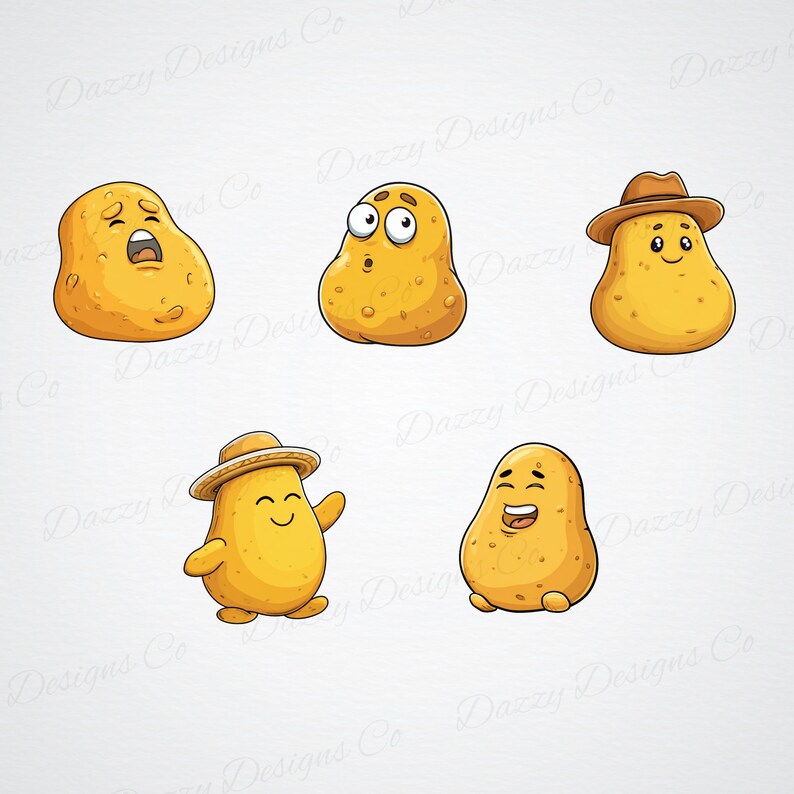 28 Quirky Potato Clipart Bundle| Funny Spud Emotions PNG at 300 DPI ...