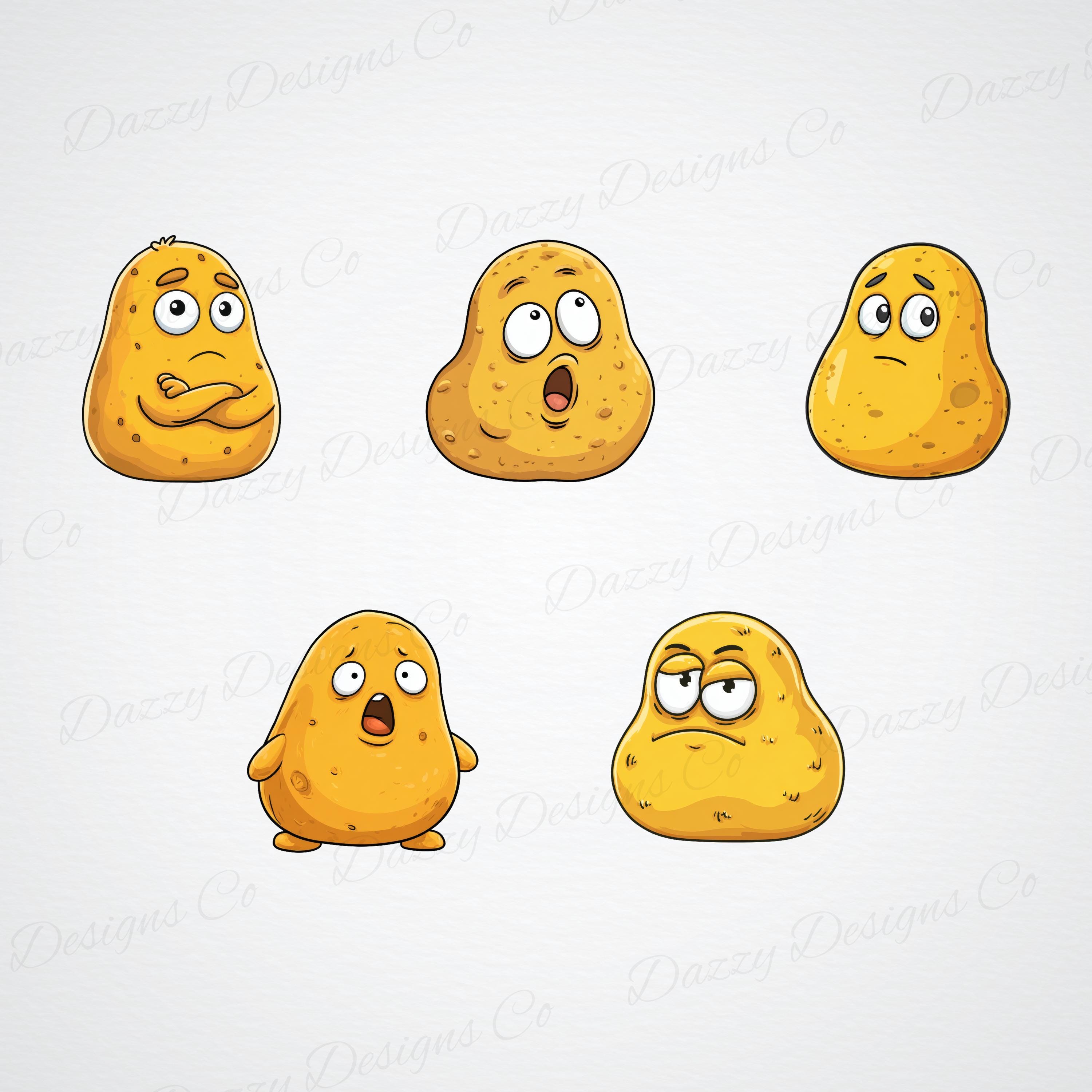 28 Quirky Potato Clipart Bundle| Funny Spud Emotions PNG at 300 DPI ...