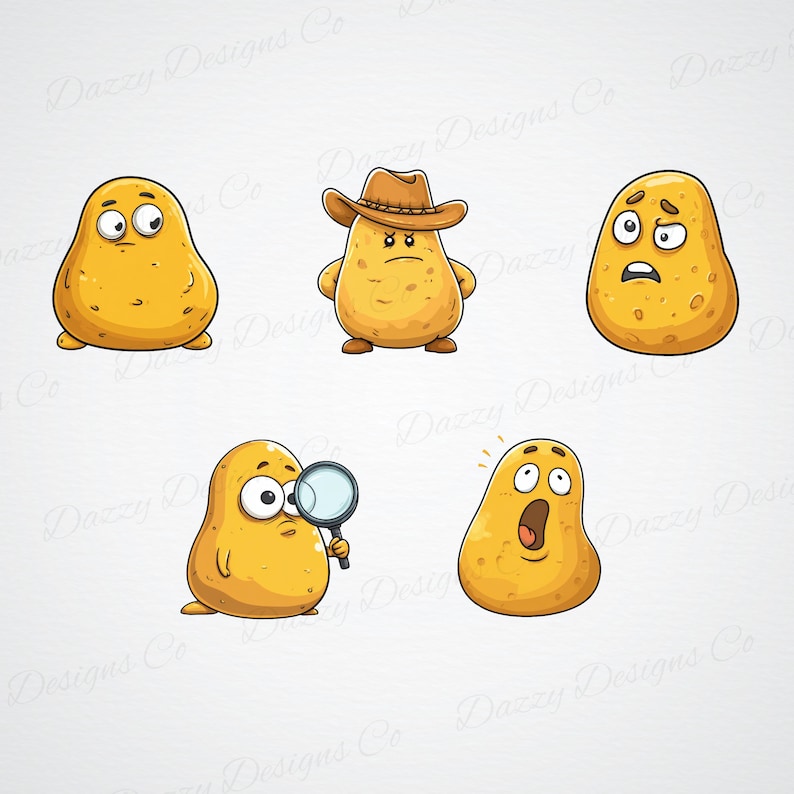 28 Quirky Potato Clipart Bundle| Funny Spud Emotions PNG at 300 DPI ...