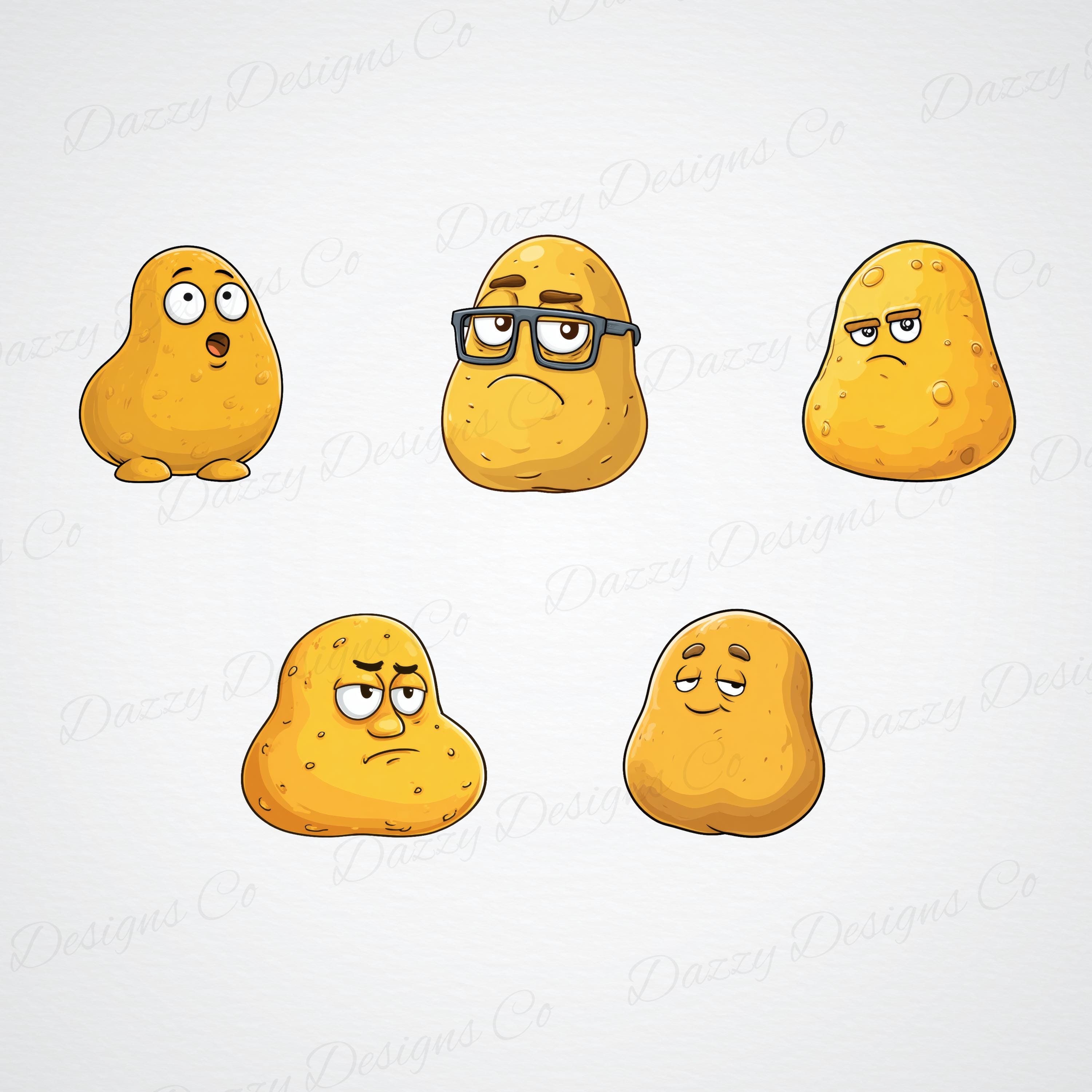 28 Quirky Potato Clipart Bundle| Funny Spud Emotions PNG at 300 DPI ...