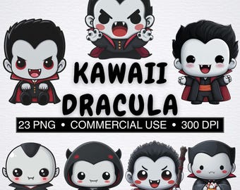 23 Kawaii Dracula Clipart Bundle| Chibi Vampire| Kawaii Spooky| Cute Halloween PNG| 300 DPI PNG| Commercial Use| Sublimation & Crafts
