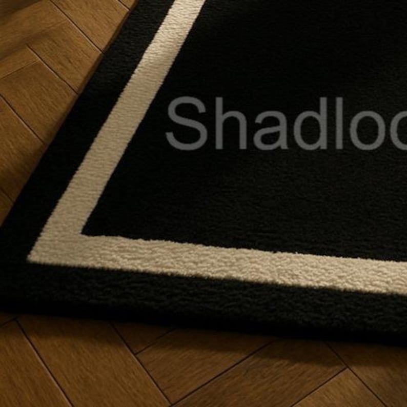 Black and White Border Hand Tufted Wool Rug: Modern Minimalist Carpet ...