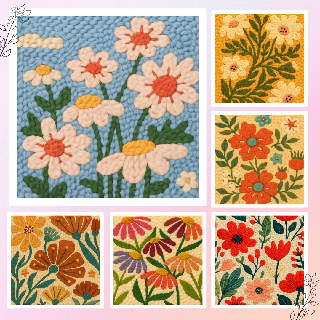DIY Flower Punch Needle Kit Beginner | Easy Punch Needle Kit Fabric ...