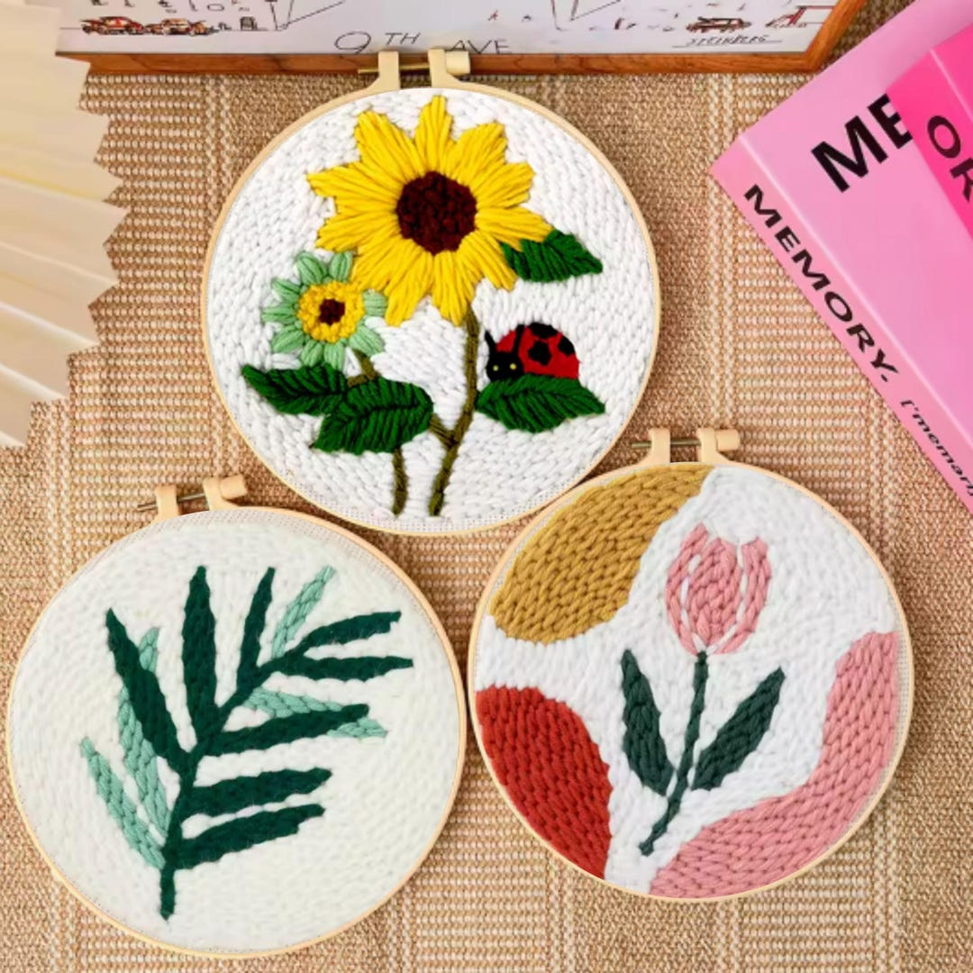 DIY Sunflower Beginner Punch Needle Kit | DIY Flowert Embroidery ...