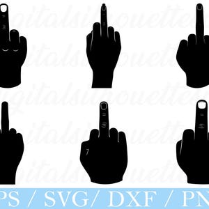 Middle Finger Svg, Middle Finger Silhouette, Dxf, Png