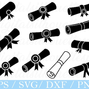 Diploma Svg, Diploma Silhouette, Degree Vector, Dxf, Png