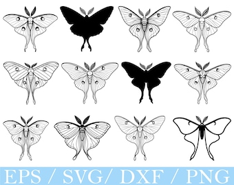 Luna Moth SVG: Silhouette Vector Graphics (Digital Download)