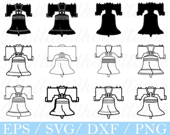 Liberty Bell Svg, Liberty Bell Silhouette, Dxf, Png