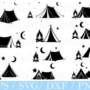 Campfire Svg, Campfire Silhouette, Campfire Cut File, Dxf, Png