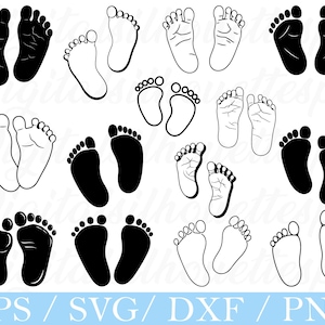 Baby Feet Svg, Baby Footprint Silhouette, Baby Feet Cut File, Dxf, Png
