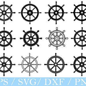 Ship Wheel Svg, Ship Wheel Silhouette, Ship Wheel Cut File, Dxf, Png