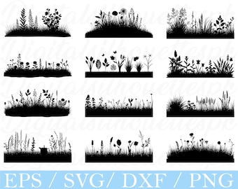 春の庭のSVG、春の庭のシルエット、DXF、PNG