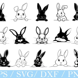 Peeking Rabbit Svg, Peeking Rabbit Silhouette, Peeking Rabbit Vector, Dxf, Png