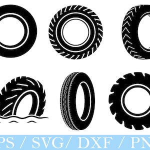 Tire Svg, Tire Silhouette, Tire Vector, Tire Cut File, Dxf, Png