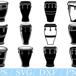 African Conga Drum Svg, Conga Drum Silhouette, African Drum Vector, Dxf, Png