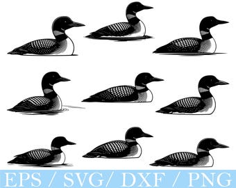 Loon-vogelsilhouet: vectorkunst, SVG, PNG, DXF (digitale download)