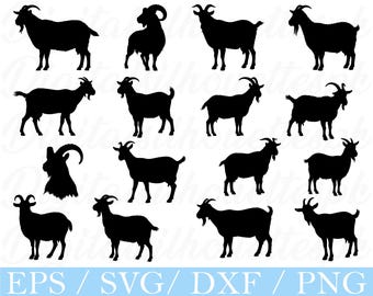 Cabra Svg, Silueta de cabra montés, Dxf, Png