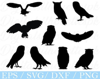 Owl Svg, Owl Silhouette, Dxf, Png